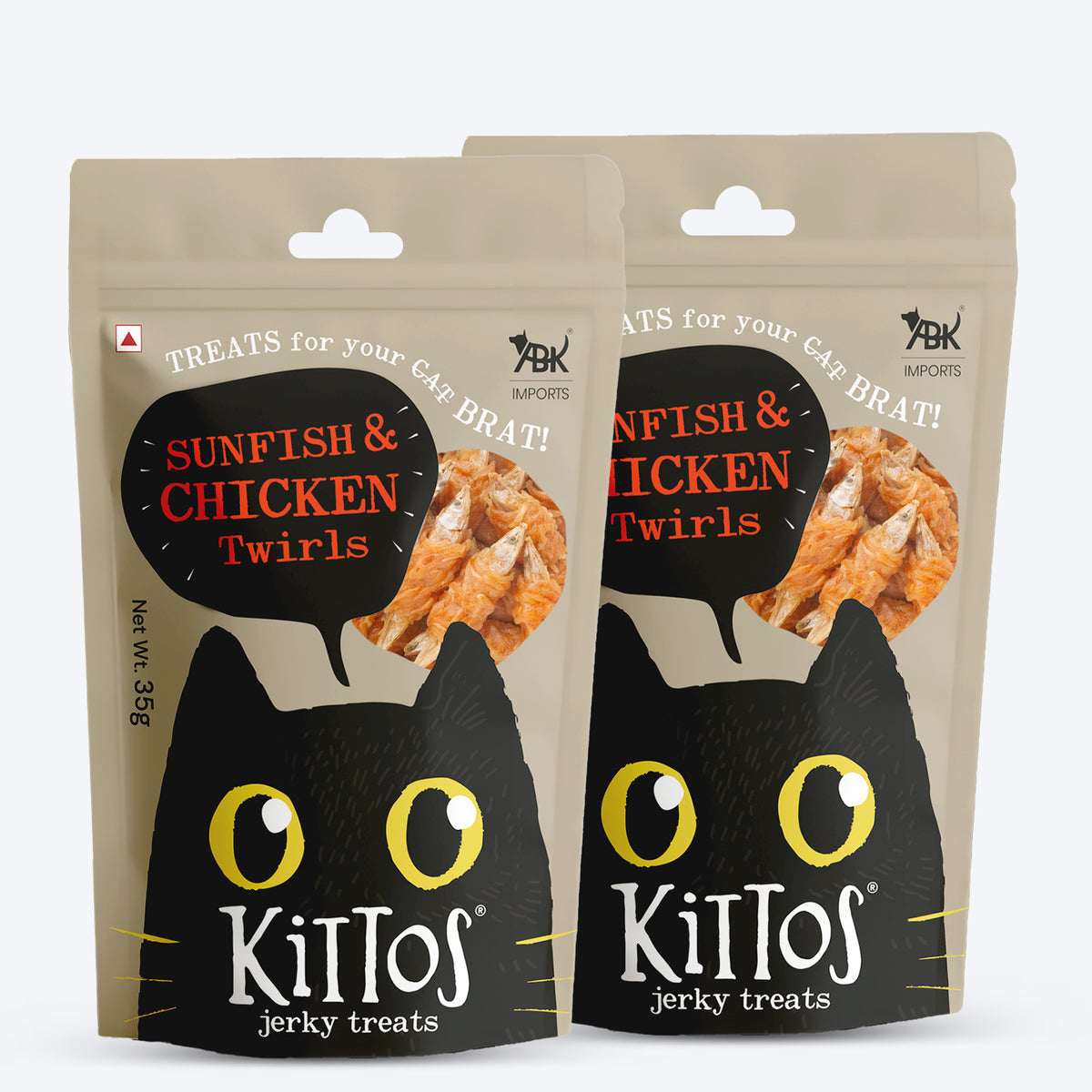 Kittos Purr-Fect Sunfish & Chicken Twirls Cat Treats - 35 g