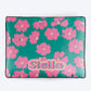 HUFT Personalised Pawsome Blossom Flat Bed For Dog - Green & Pink - Heads Up For Tails