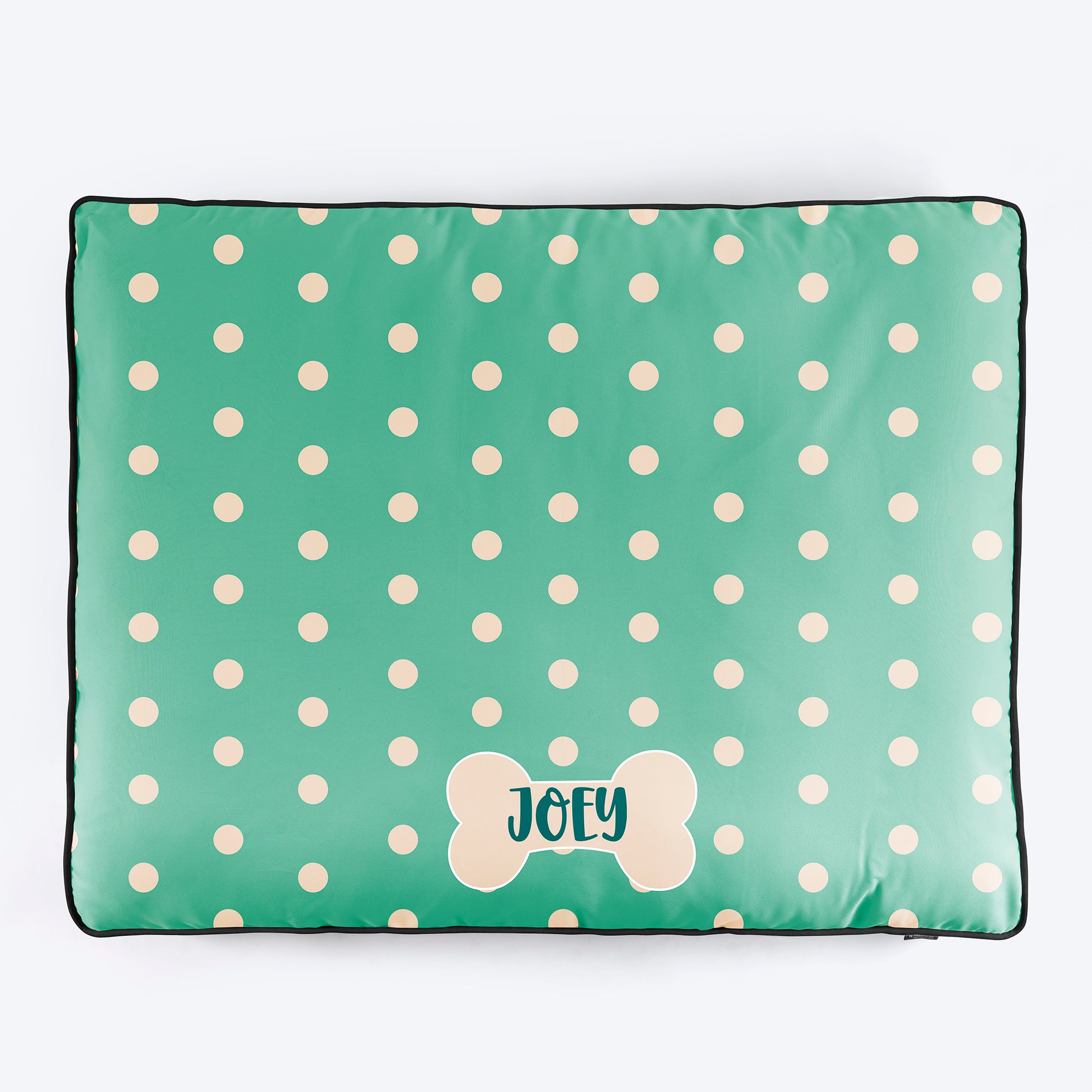 HUFT Personalised Minty Dots Flat Bed For Dog - Turquoise - Heads Up For Tails