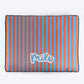 HUFT Personalised Happy Stripes Flat Bed For Dog - Blue & Orange - Heads Up For Tails