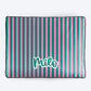 HUFT Personalised Happy Stripes Flat Bed For Dog - Green & Pink - Heads Up For Tails