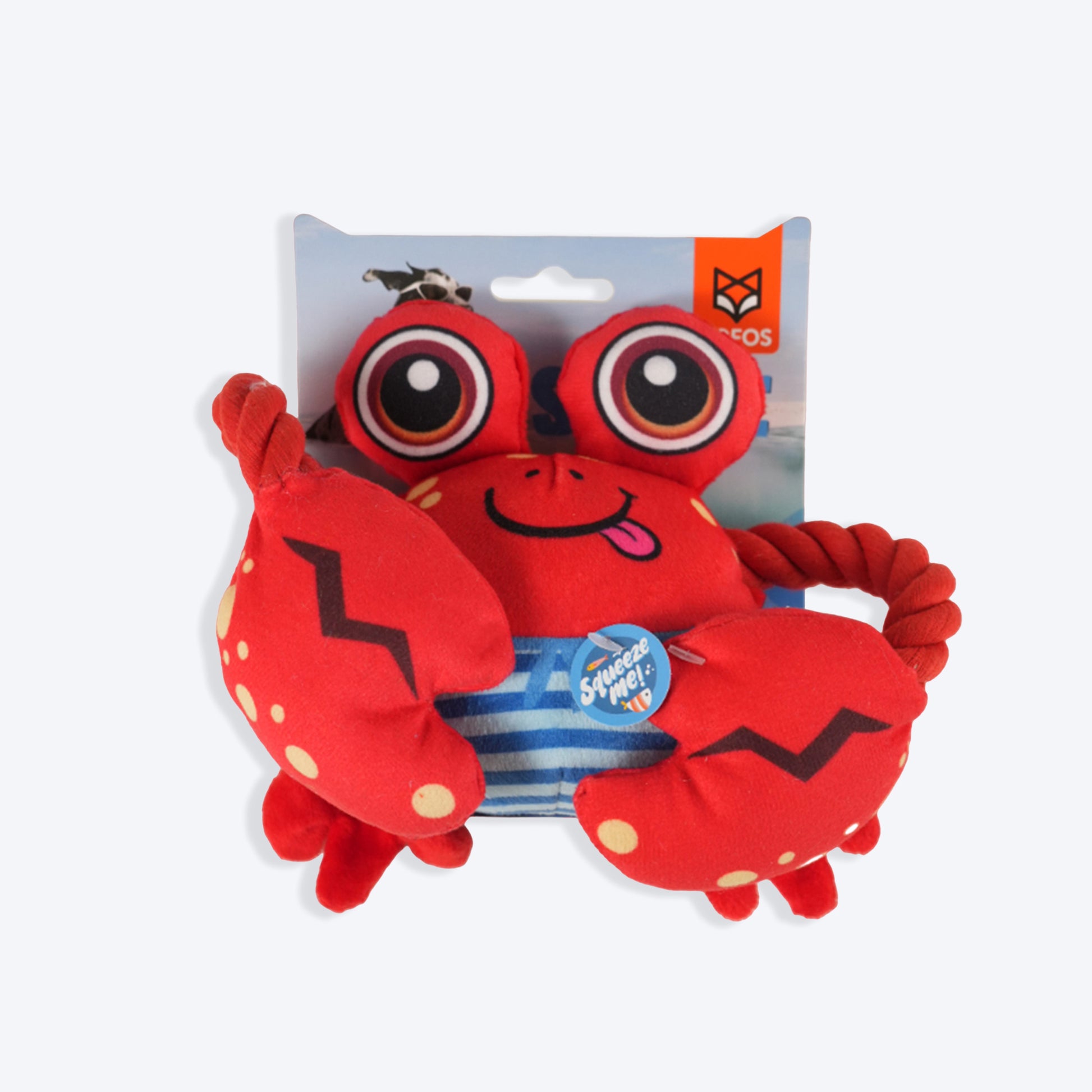 FOFOS Crab Sealife Squeaky Plush Dog Toy - Red_06