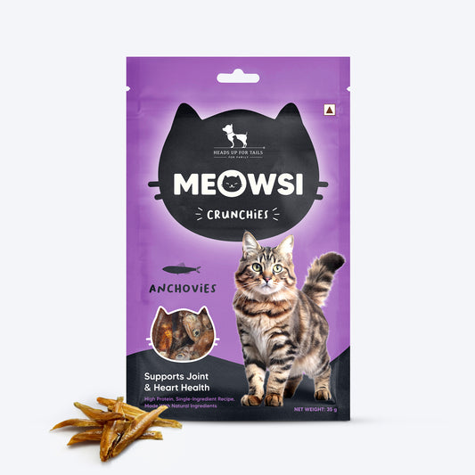 Meowsi by HUFT Dehydrated Anchovies Crunchies Cat Treats - 35 g - Heads Up For Tails