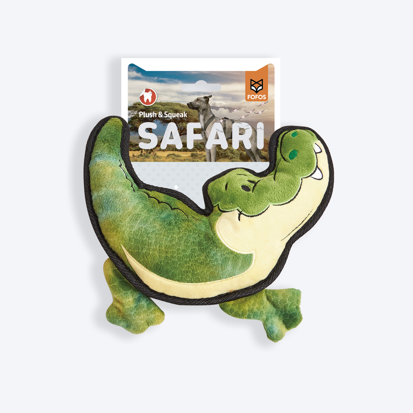 FOFOS Crocodile Safari Line Squeaker Plush Toy For Dog - Green - Heads Up For Tails