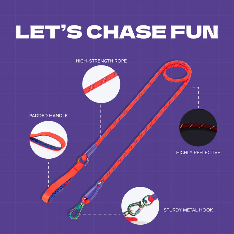 Dash Dog Chaser Rope Leash For Dog - Red