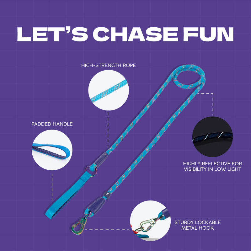 Dash Dog Chaser Rope Leash For Dog - Blue