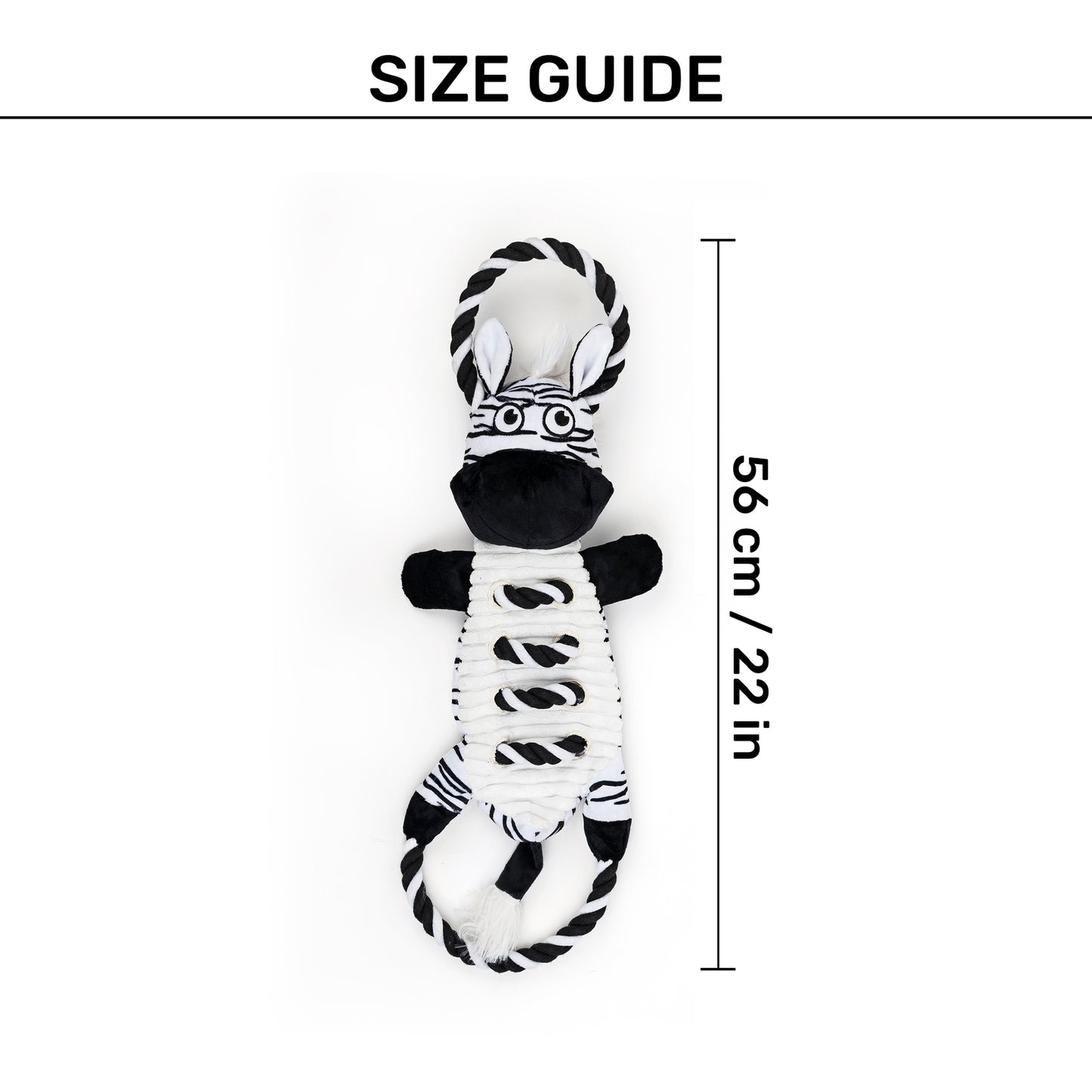 Dash Dog Zippy The Zebra Squeaky Plush Toy For Dog - Black & White - Heads Up For Tails