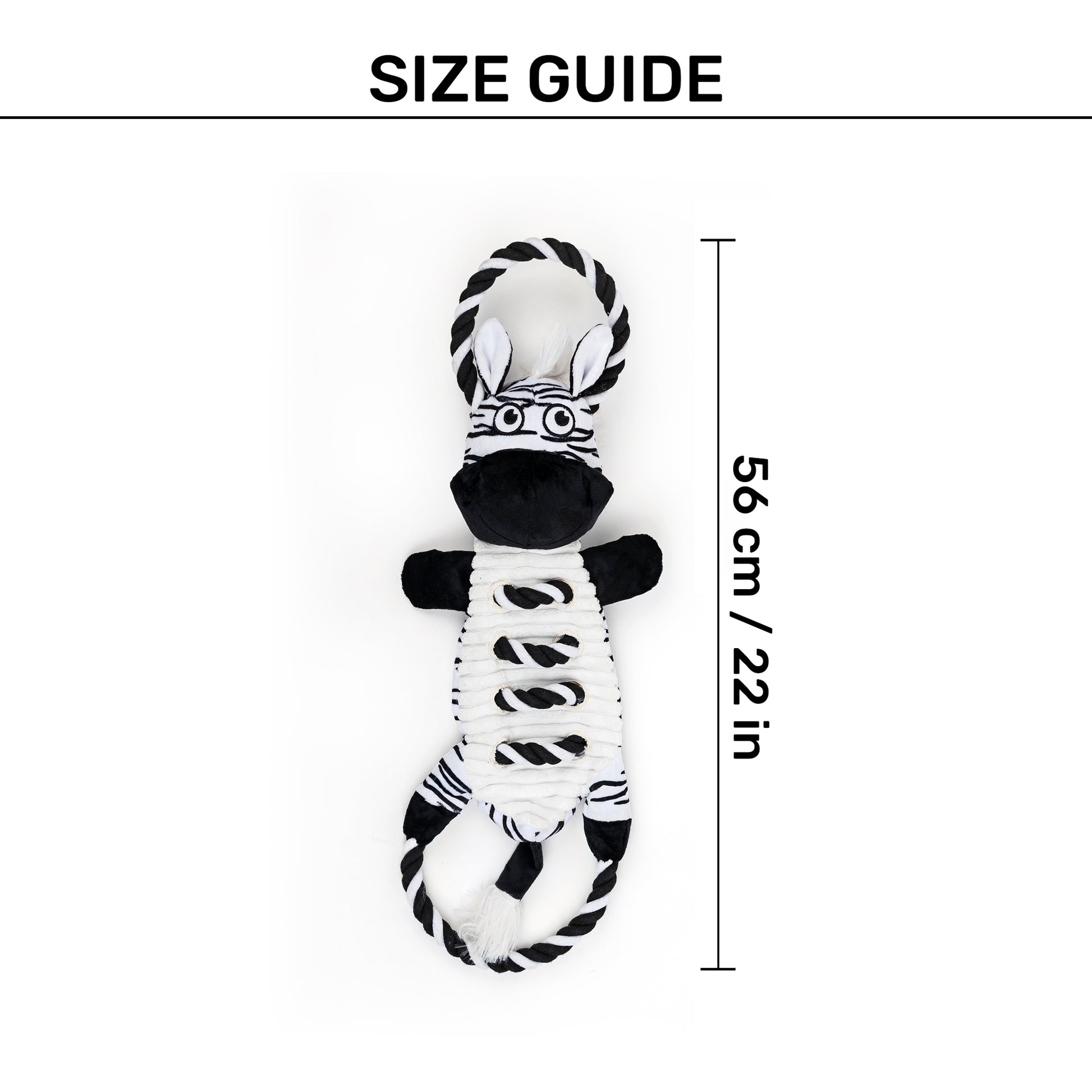 Dash Dog Zippy The Zebra Squeaky Plush Toy For Dog - Black & White - Heads Up For Tails