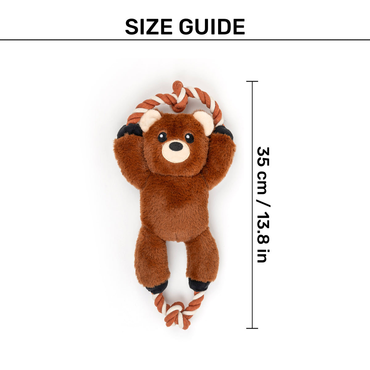 Dash Dog Tug-a-Bear Squeaky Plush Toy For Dog - Brown - Heads Up For Tails