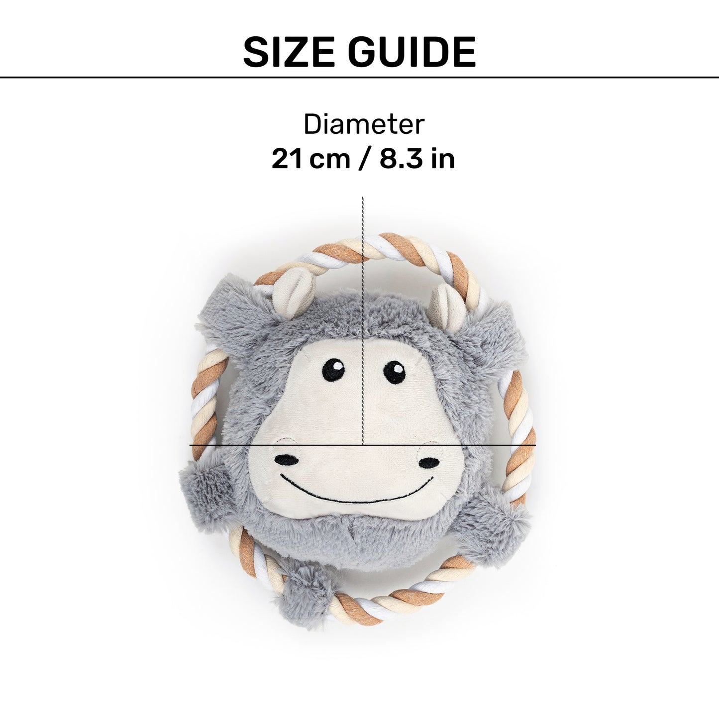 Dash Dog Happy Hippo Squeaky Plush Toy For Dog - Grey - Heads Up For Tails