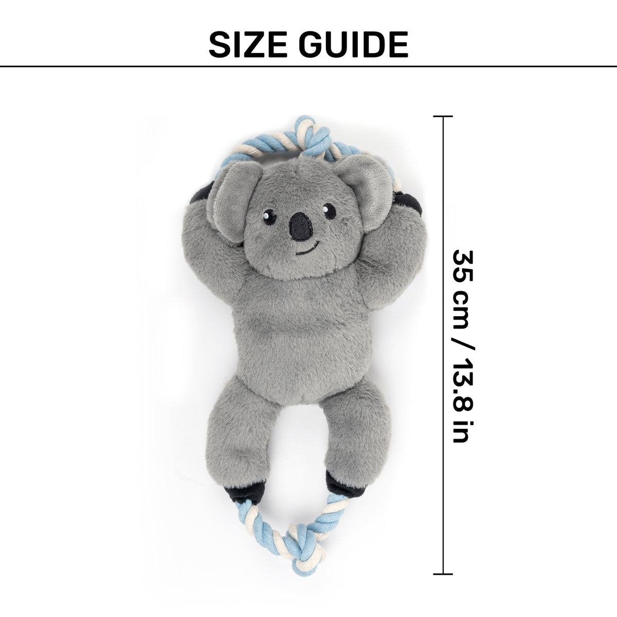 Dash Dog Kuddly Koala Squeaky Plush Toy For Dog - Grey - Heads Up For Tails