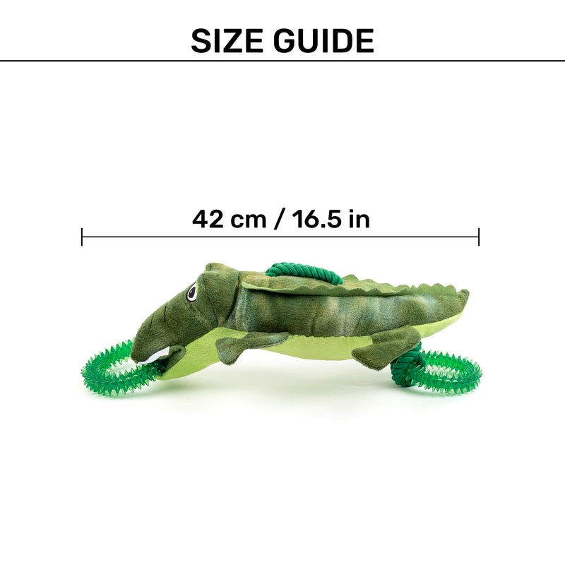 Dash Dog Crinkle Croc Squeaky Plush Toy For Dog - Green - Heads Up For Tails