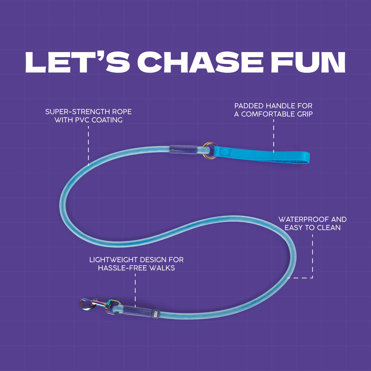 Dash Dog Zoom Easy Leash For Dog - Blue