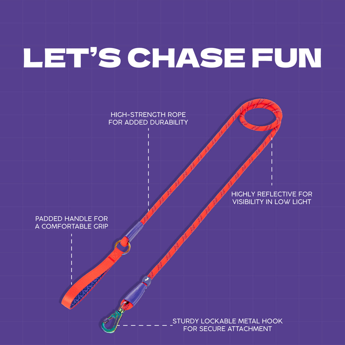 Dash Dog Chaser Rope Leash For Dog - Red
