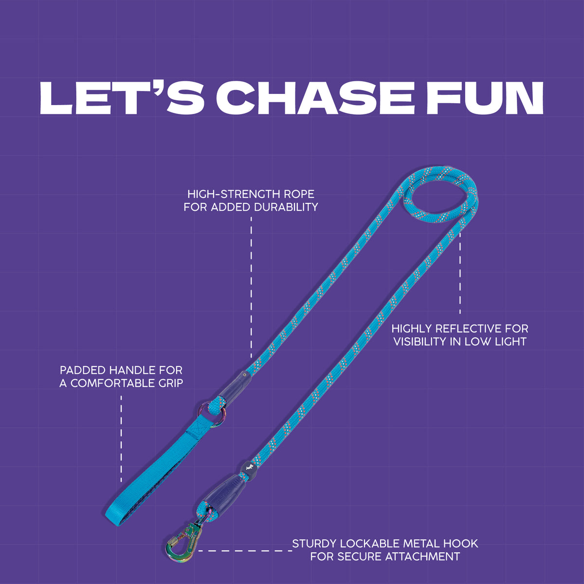 Dash Dog Chaser Rope Leash For Dog - Blue