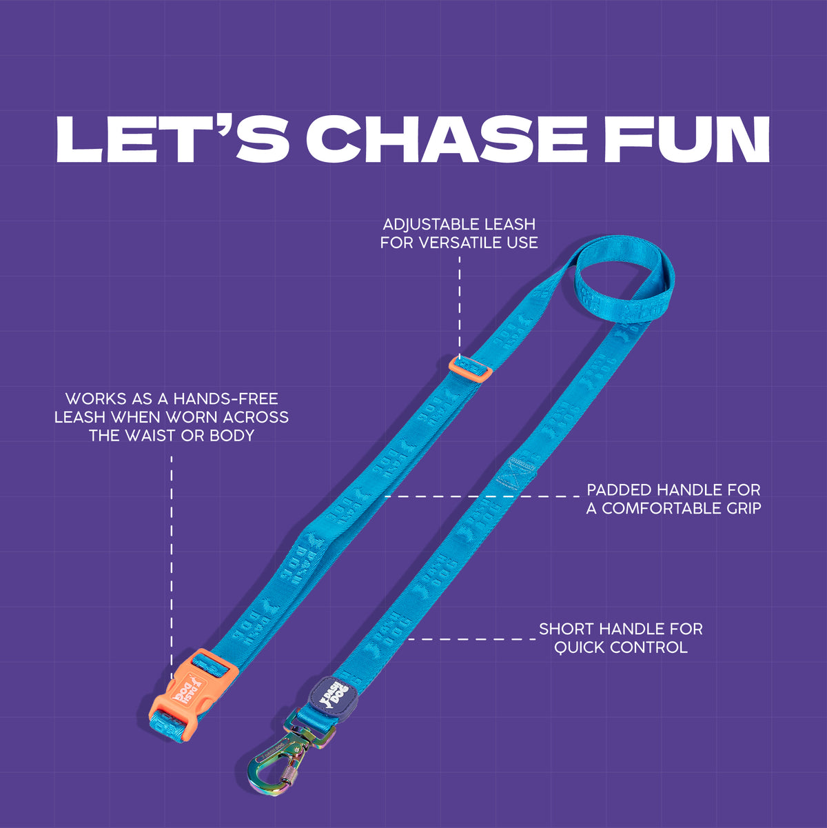 Dash Dog Trailmate Multipurpose Leash For Dog - Blue