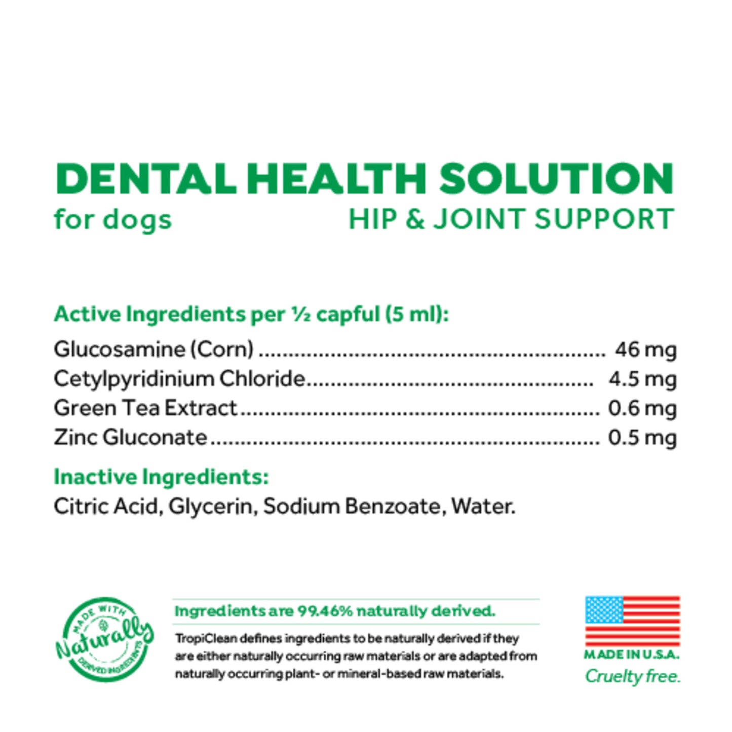 Tropiclean Fresh Breath Water Additive for Dogs - Hip & Joint - 473 ml - Heads Up For Tails