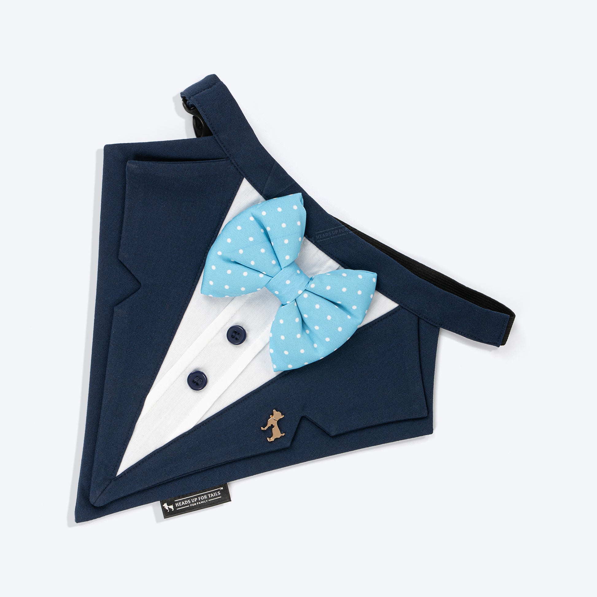 HUFT Mr Pawsh Tuxedo Bandana For Dog - Blue - Heads Up For Tails