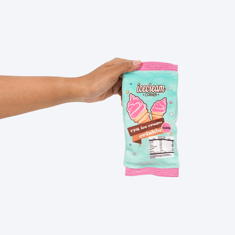 HUFT Pupscoop Crinkly Toy For Dog - Light Turquoise & Pink - Heads Up For Tails