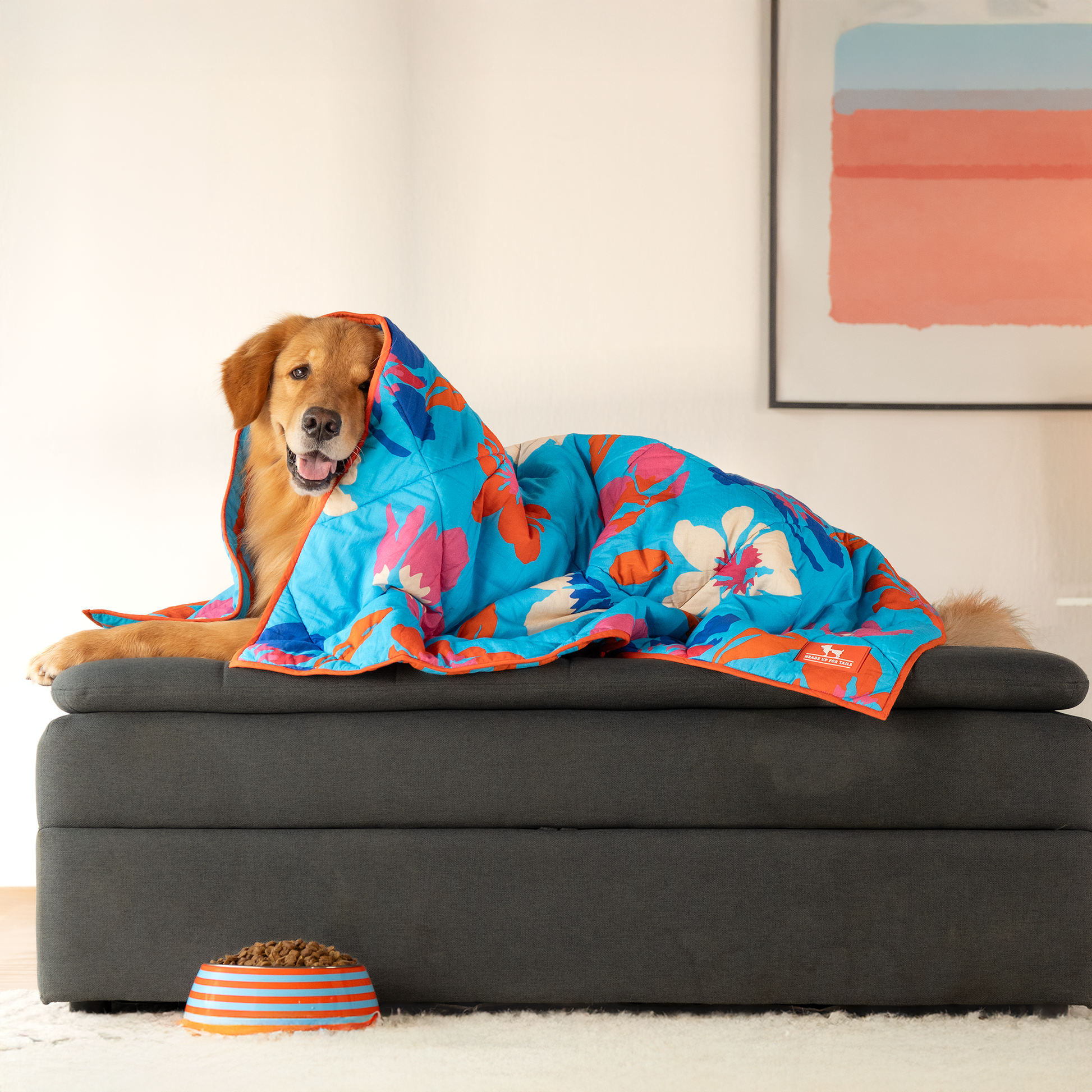 HUFT Summer Bloom Blanket For Dog & Cat - Blue - Heads Up For Tails
