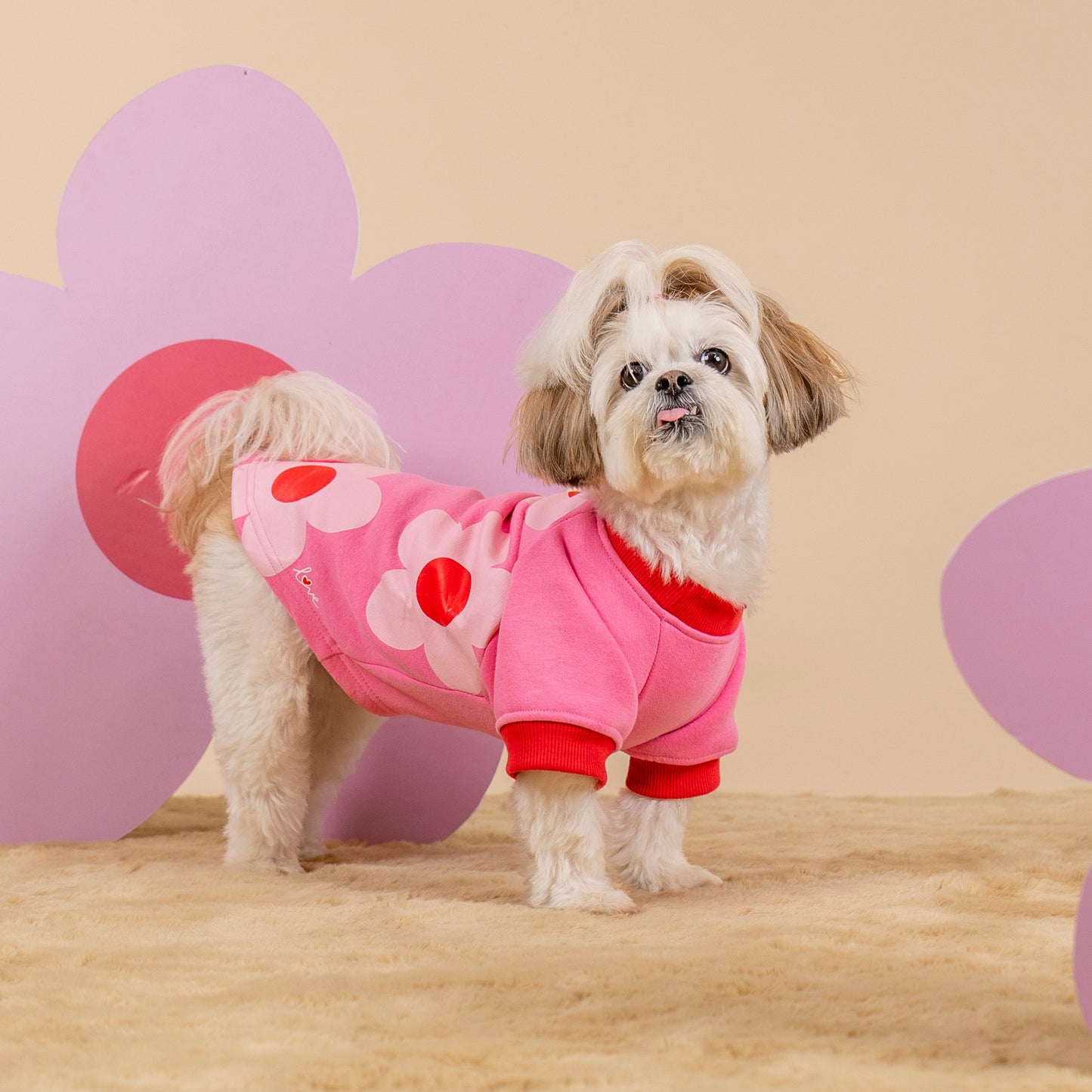 HUFT Flower Power Sweatshirt For Dog - Pink - Heads Up For Tails