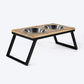 HUFT Collapsible Wooden Diner With Steel Bowl Inserts For Dog - Brown