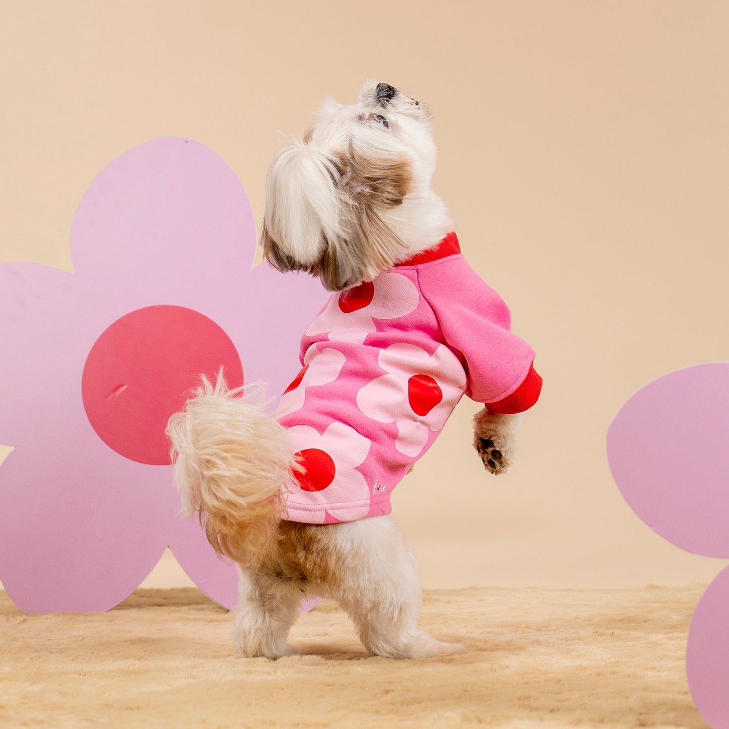 HUFT Flower Power Sweatshirt For Dog - Pink - Heads Up For Tails
