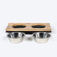 HUFT Collapsible Wooden Diner With Steel Bowl Inserts For Dog - Brown