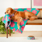 HUFT Pawsome Blossom Blanket For Dog & Cat - Green & Pink - Heads Up For Tails