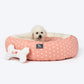 HUFT Personalised Polka Paws Fur Donut Bed For Dog & Cat - Peach