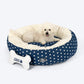 HUFT Personalised Polka Paws Fur Donut Bed For Dog & Cat - Navy