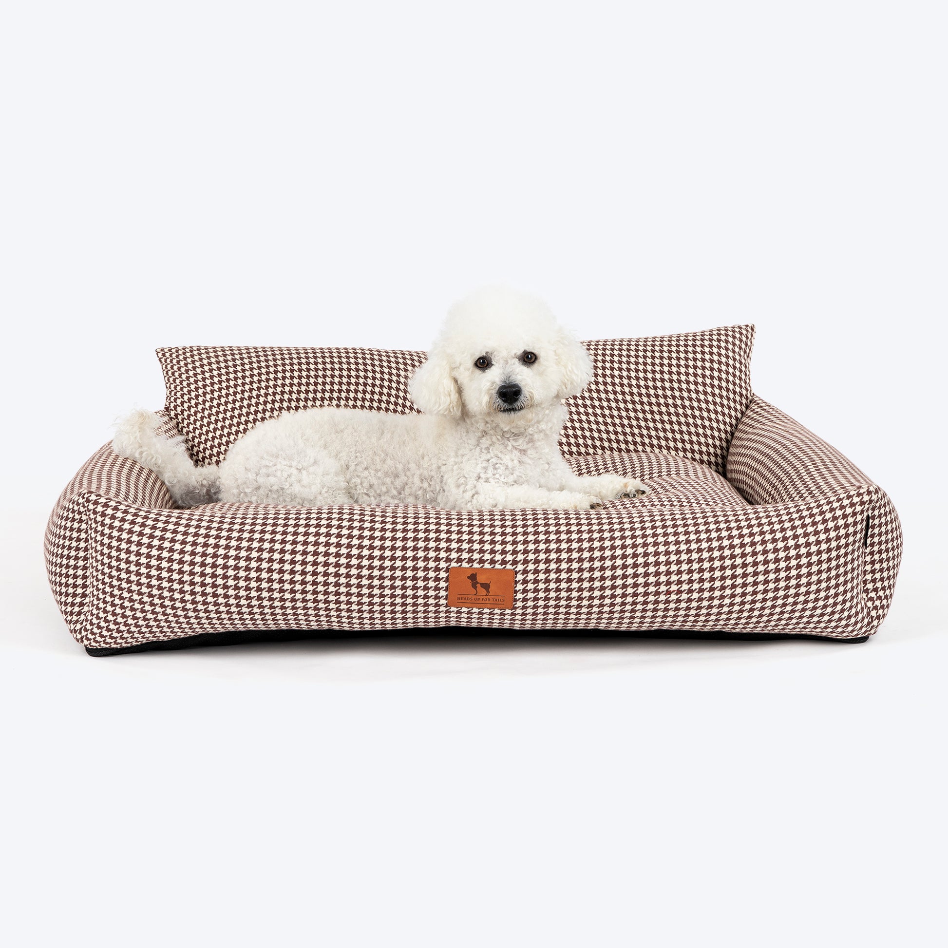 HUFT Cookie Houndstooth Lounger Bed For Dog - Brown - Heads Up For Tails