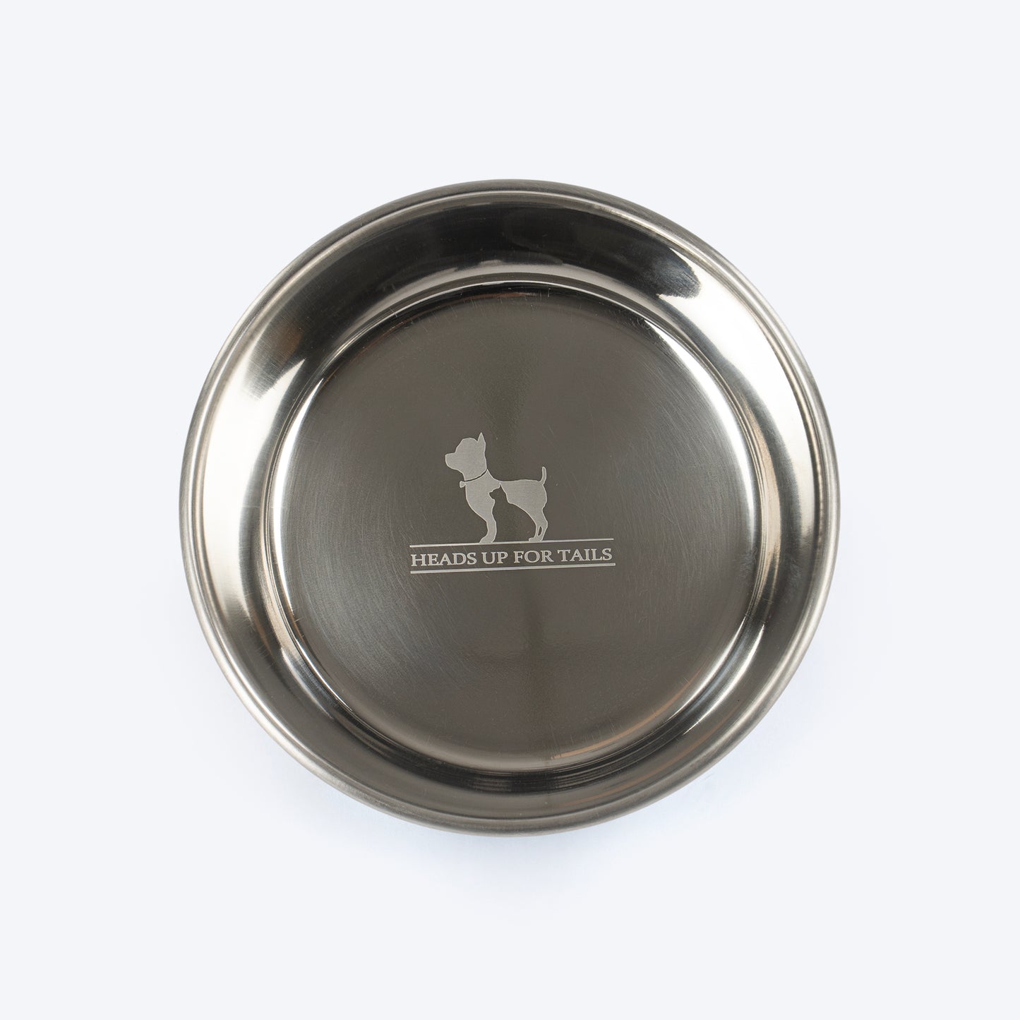 HUFT Tiny Tails Printed Steel Bowl For Puppy - Blue & Grey