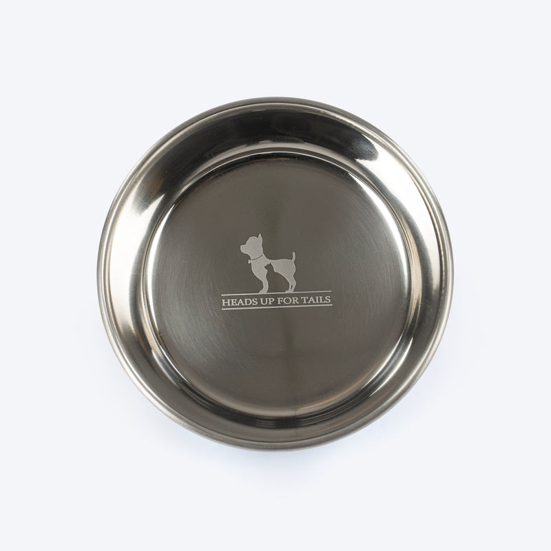 HUFT Tiny Tails Printed Steel Bowl For Puppy - Blue & Grey - Heads Up For Tails