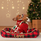HUFT Love Plaid Lounger Bed For Dog - Red & Black