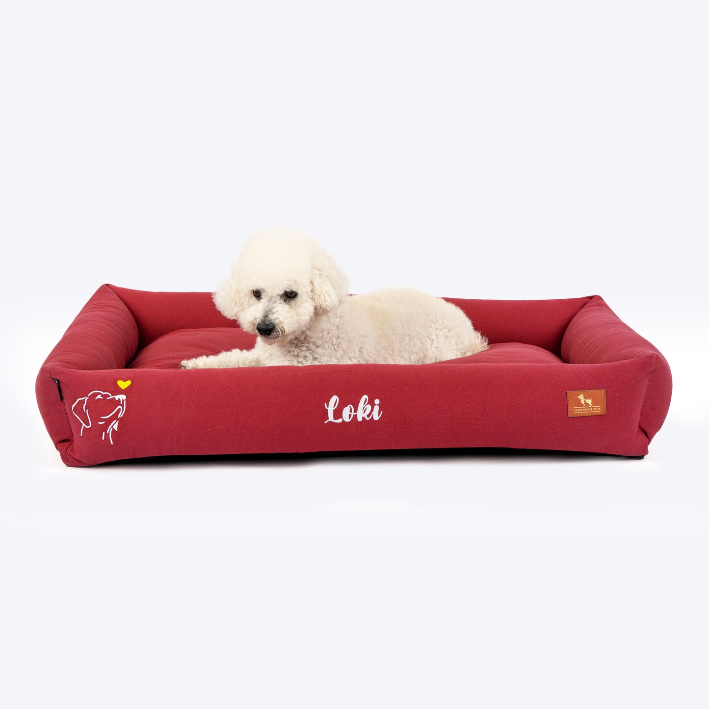 HUFT Personalised Sniff The Love Lounger Bed For Dog - Maroon - Heads Up For Tails