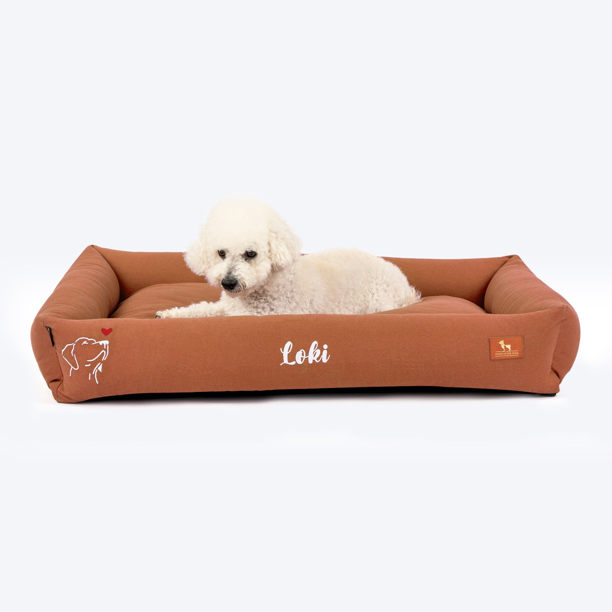 HUFT Personalised Sniff The Love Lounger Bed For Dog - Brown - Heads Up For Tails
