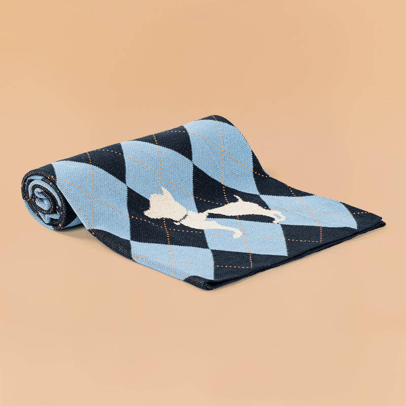 HUFT Cuddle Checks Blanket For Dog & Cat - Blue - Heads Up For Tails
