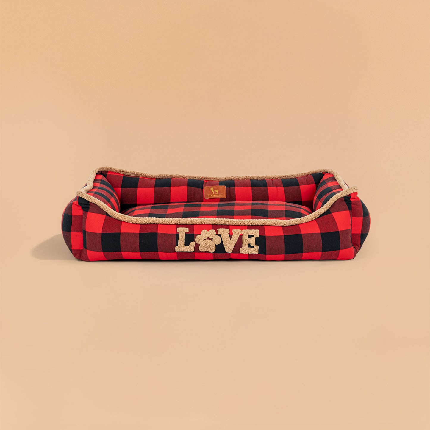 HUFT Love Plaid Lounger Bed For Dog - Red & Black - Heads Up For Tails