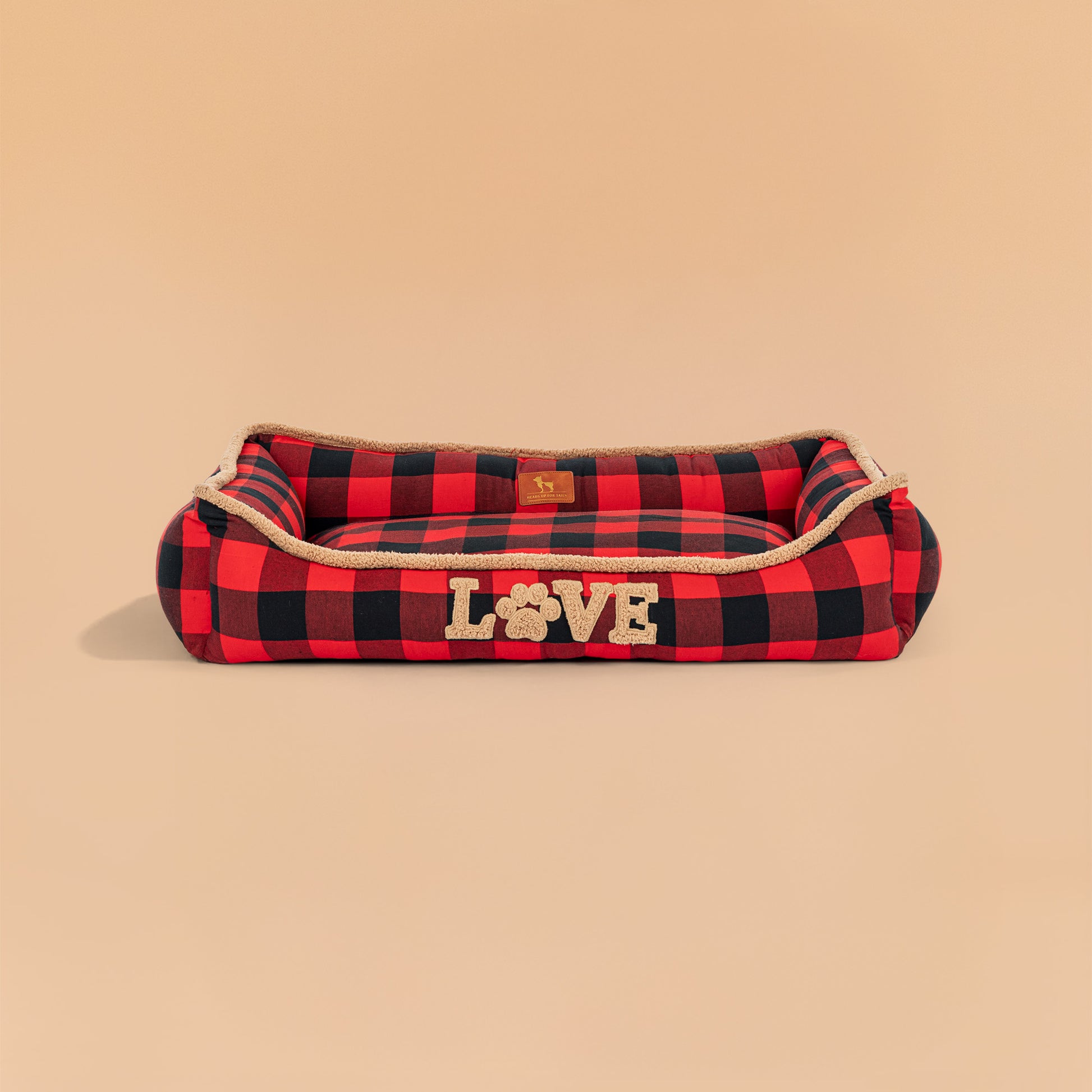 HUFT Love Plaid Lounger Bed For Dog - Red & Black - Heads Up For Tails