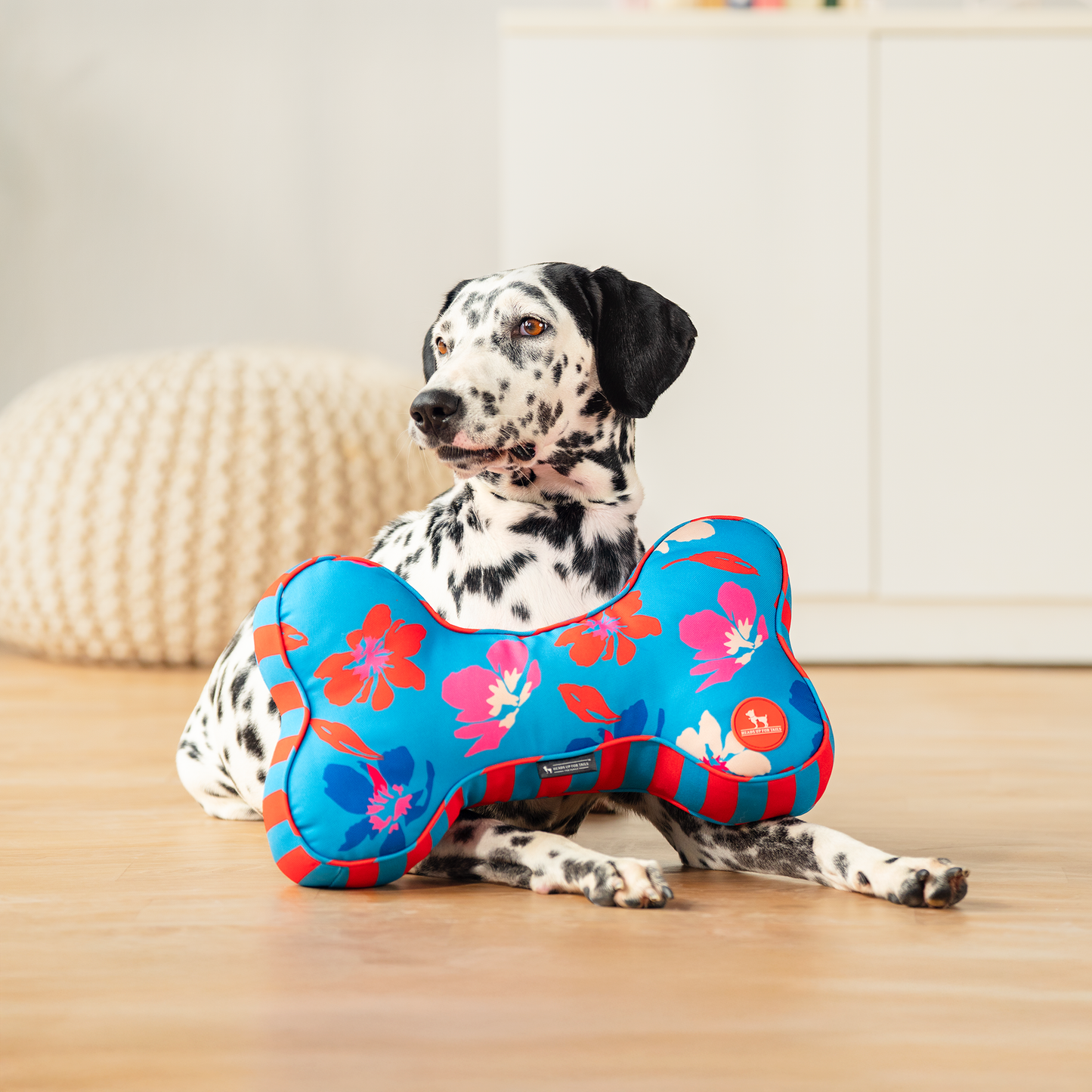 HUFT Summer Bloom Dog Bone Cushion - Blue - Heads Up For Tails