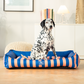 HUFT Personalised Happy Stripes Lounger Bed For Dog - Navy & Peach - Heads Up For Tails