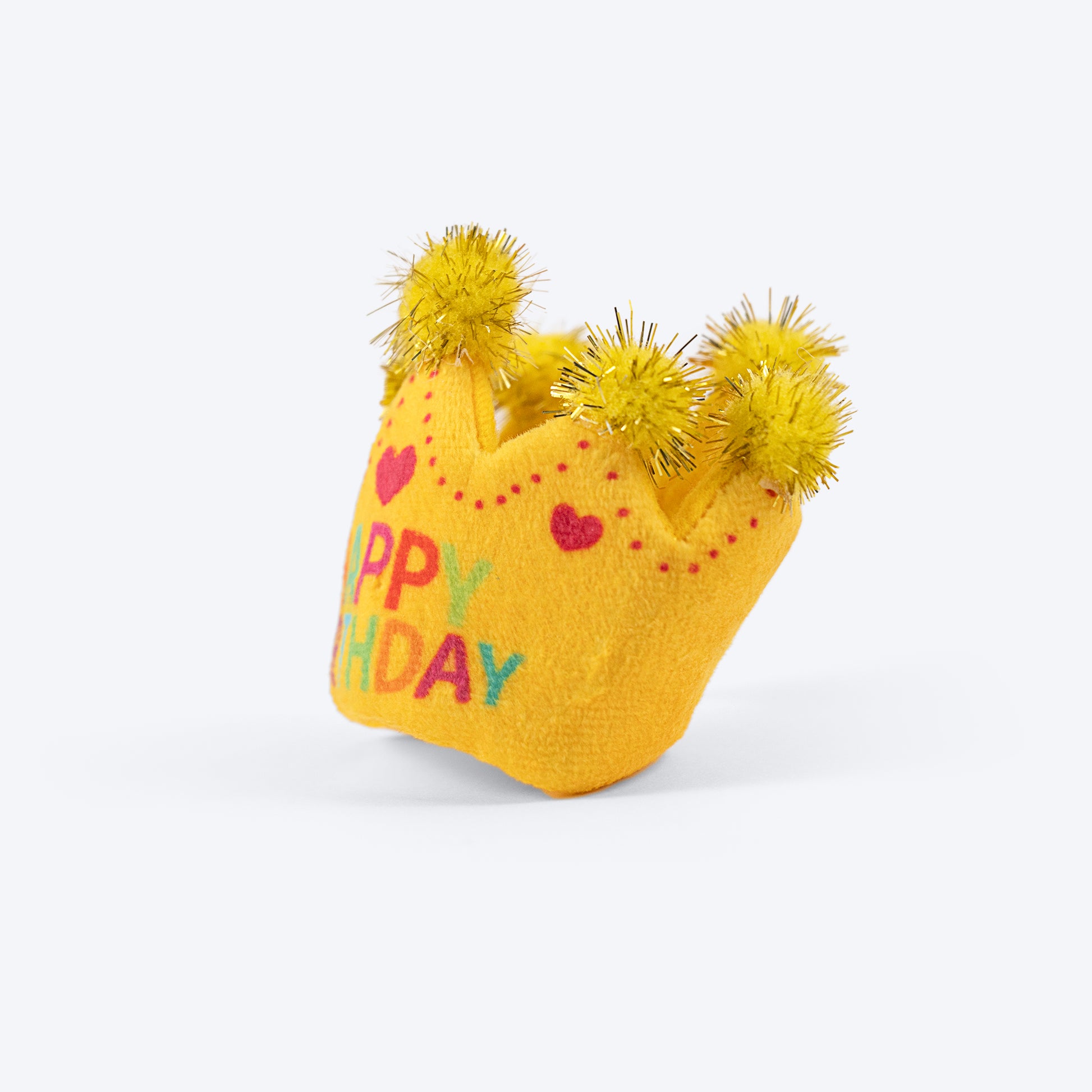 FOFOS Birthday Crown Catnip Inside Plush Cat Toy - Yellow - Heads Up For Tails