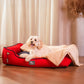 HUFT Ellie Classic Lounger Bed For Dog - Red & Navy - Heads Up For Tails