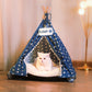 HUFT Personalised Polka Paws Teepee Tent Bed For Dog & Cat - Navy