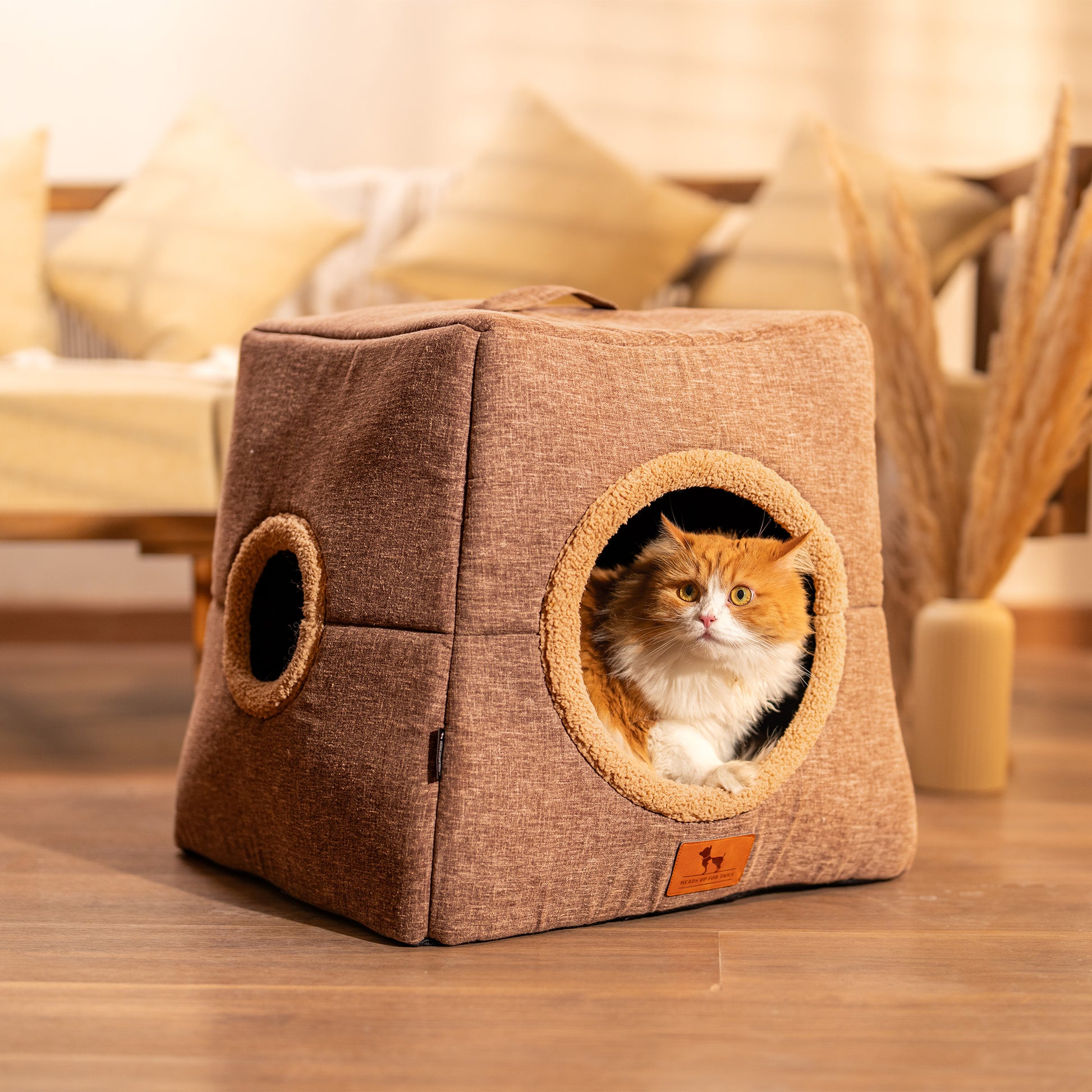 HUFT Furbulous Tent Bed For Cat - Brown & Beige - Heads Up For Tails