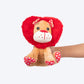 HUFT Love Lion Squeaky Plush Toy For Dog - Beige & Red