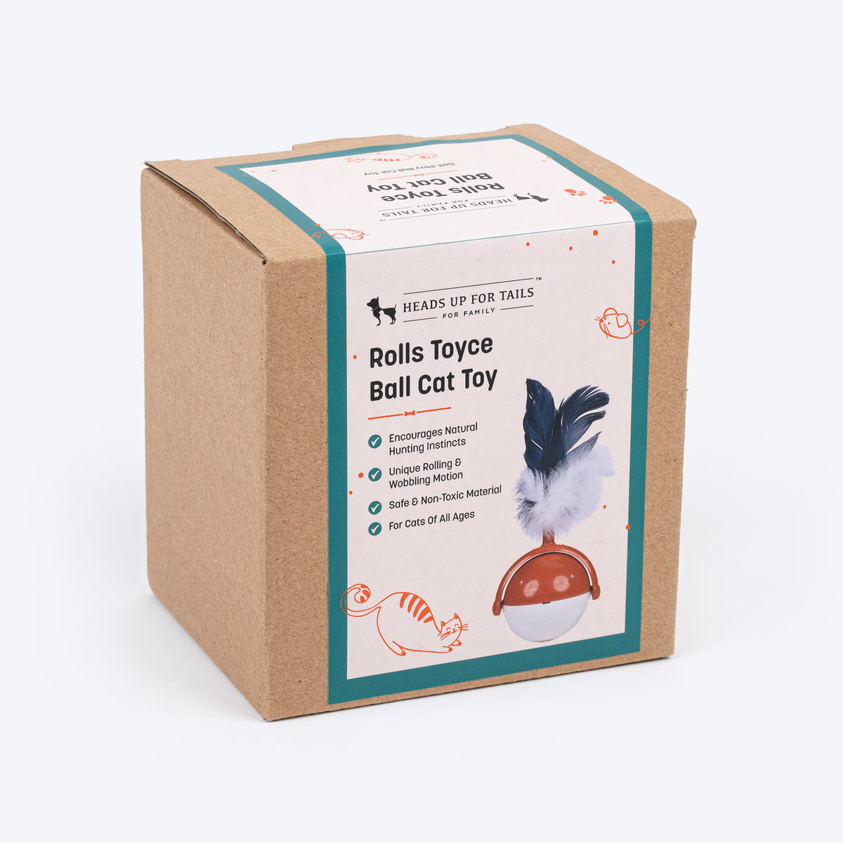 HUFT Rolls Toyce Interactive Toy For Cat - Brown - Heads Up For Tails