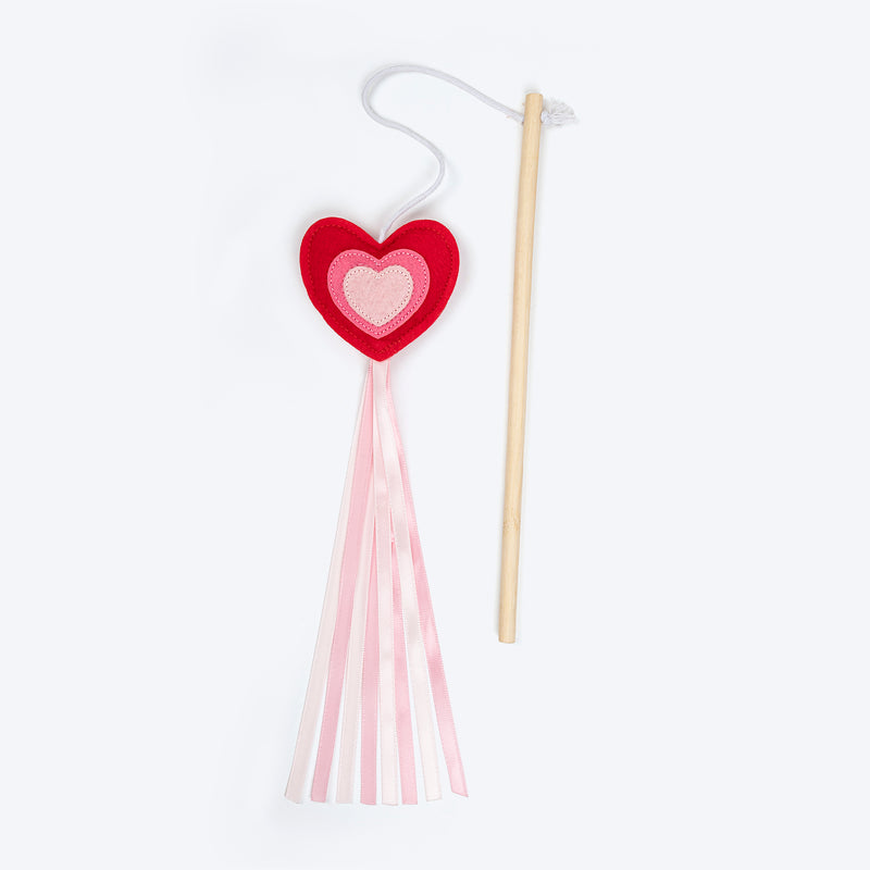 HUFT Love Heart Teaser Wand Toy For Cat - Multicolor - Heads Up For Tails