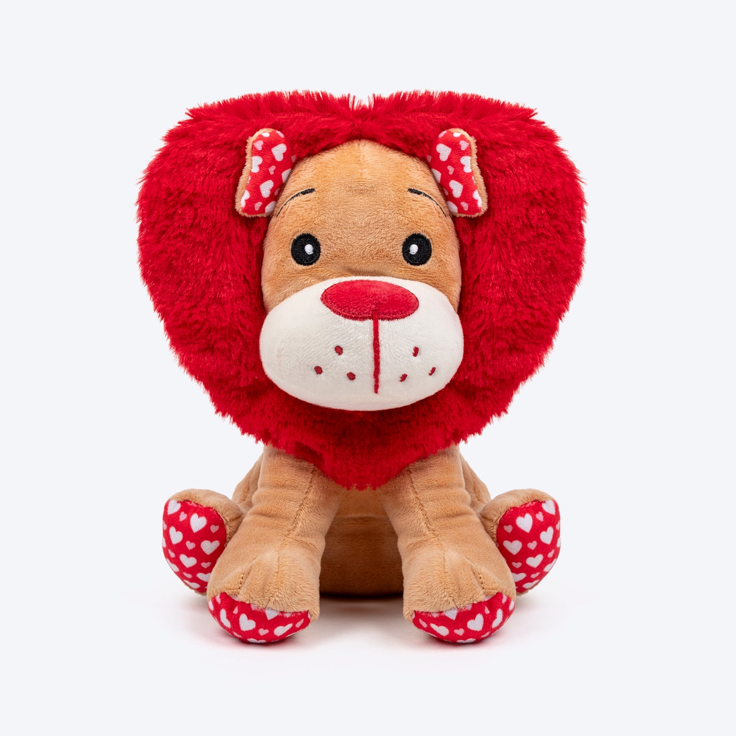 HUFT Love Lion Squeaky Plush Toy For Dog - Beige & Red